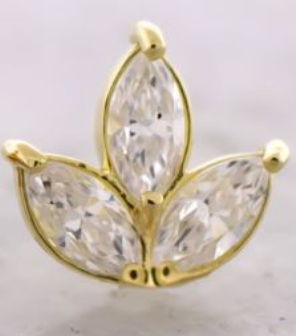 18KT GOLD THREADLESS LEAF SET WITH MARQUISE 18KT YELLOW GOLD - 6.5MM