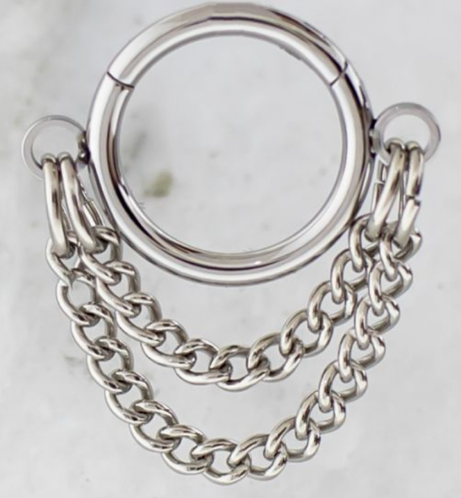 Titanium hinged ring with double chains (5/16")