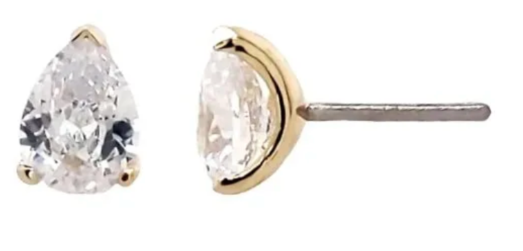 14K Prong Set Teardrop Threadless End