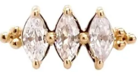 14K Straight Marquise Cluster Threadless End