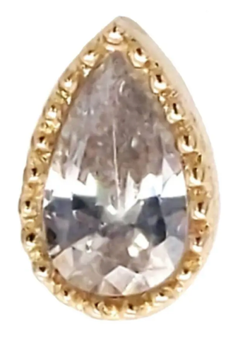 14K Teardrop Rutilated Quartz Threadless End