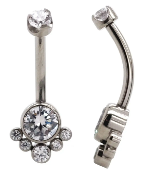Bezel Set Navel with Cluster