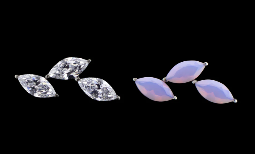 Titanium - Triple Marquise Cut CZ - 11MM x 4MM