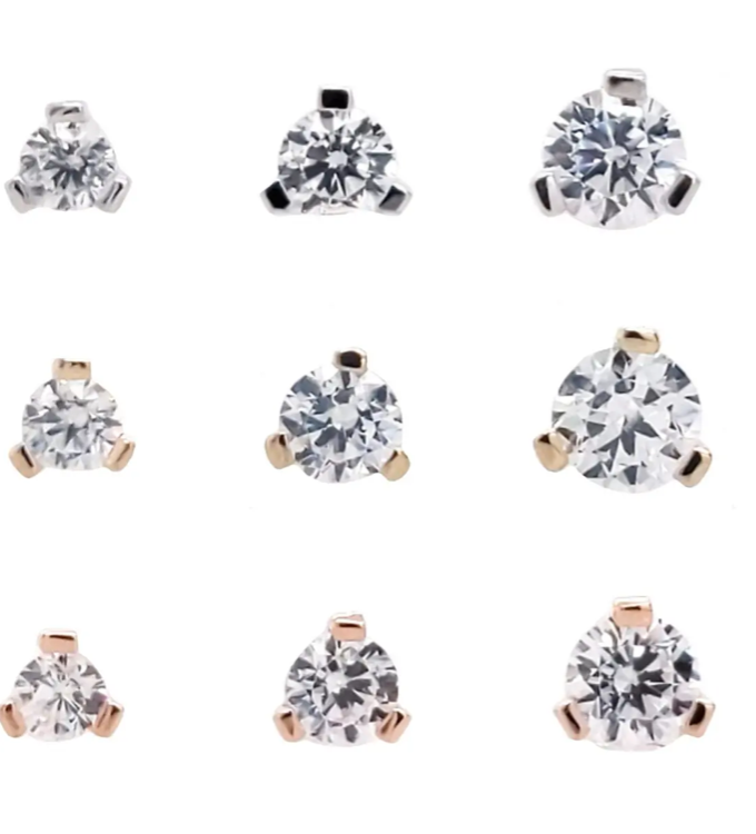 14K 3-Prong Set CZ Top 4mm