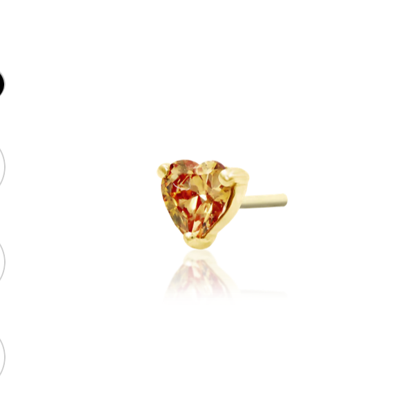 (Jeannette) Junipurr Jewelry - 14k Rose Gold Dark Champagne Heart Threadless End