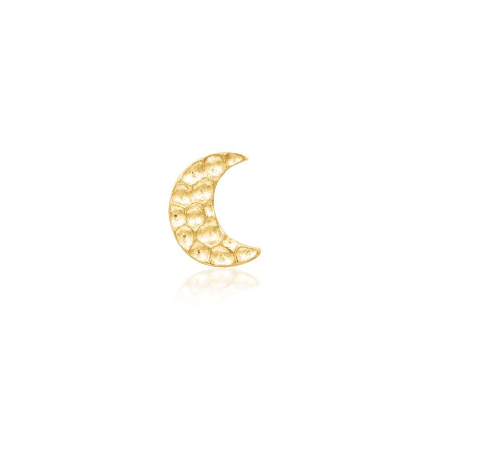 14k Textured Moon - Threadless End - Junipurr Jewelry