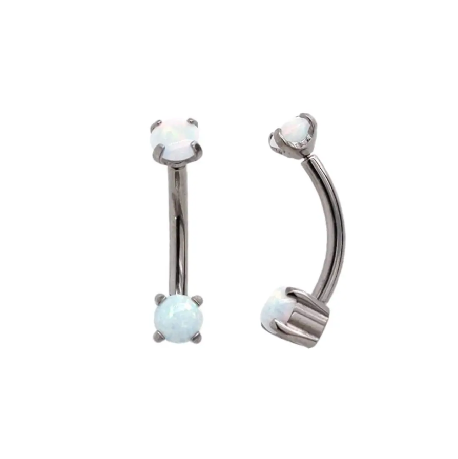 Threadless Curved Barbell with Prong Set Opal 5/16''