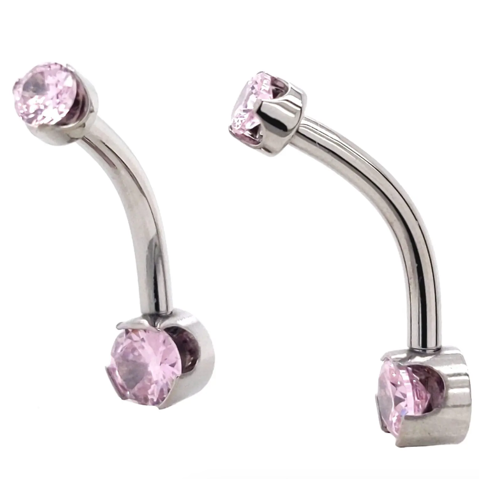 Mini Round Prong - Set Navel - Morganite