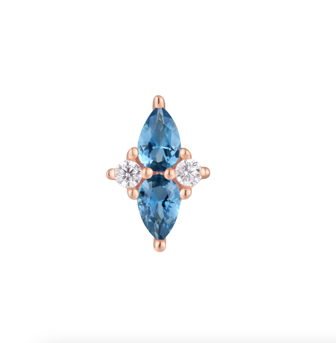 Ethereal - London Blue Topaz - 14k Rose Gold Theadless End - Buddha Jewelry Organics