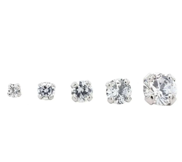 2.5mm Prong Set - CZ - 14k White Gold