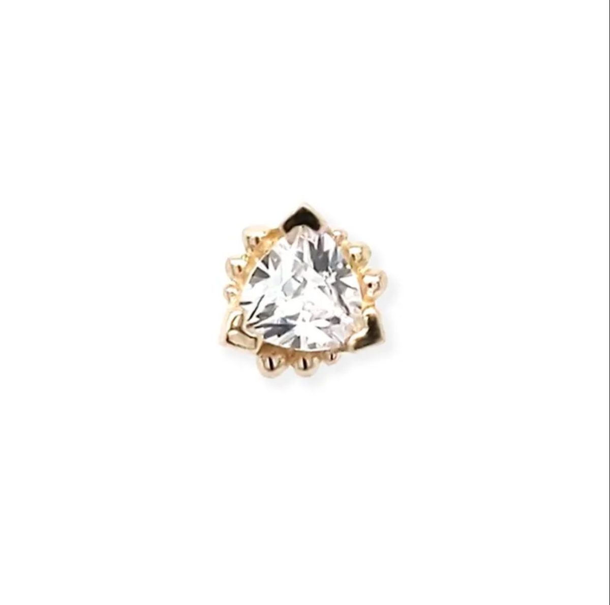 14K Rounded Trillion with Serrated edge Threadless End