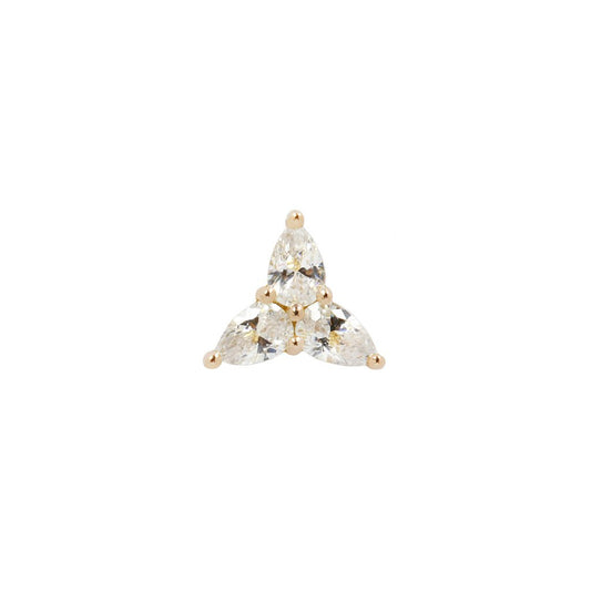 3 Little Pears - CZ - Threadless End 14K Yellow Gold