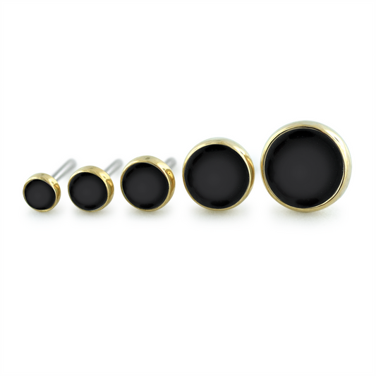 18K Gold Bezel Set Cabochon - 18K Yellow Gold / 2.5mm / Onyx