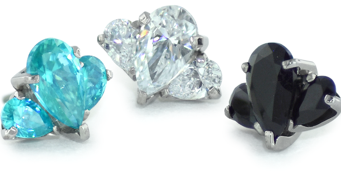 Titanium Pear Cut Gem Fan Clusters - Ocean Grey