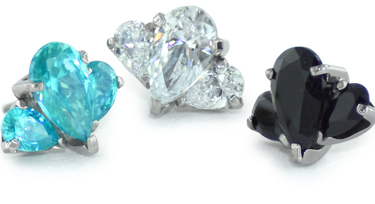 Titanium Pear Cut Gem Fan Clusters - Ocean Grey