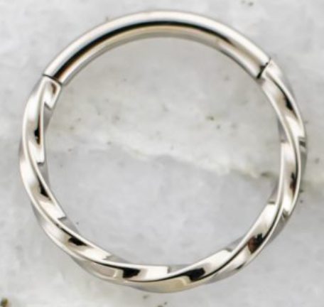 16G Titanium Hinged Ring w/ Loose Twisted Texture (5/16")