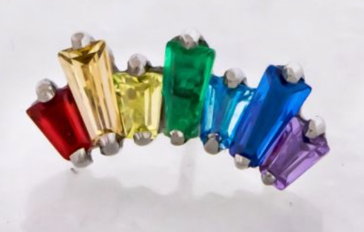 Titanium Threadless Cluster - Rainbow Baguette