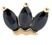 14K Triple Marquise Threadless End - Black
