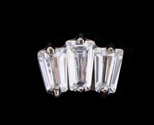 Titanium - Tapered Baguette CZ Cluster - CLEAR