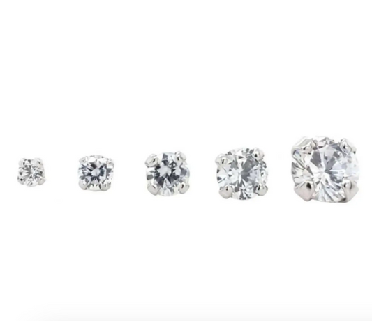 1.5mm Prong set CZ - 14k White Gold - Buddha Jewelry Organics