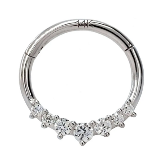 14k White Gold 7 Gem Clicker - 5/16''