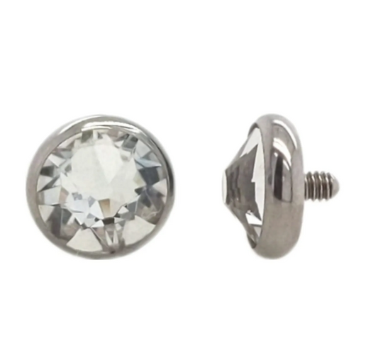 14g Internally Threaded Bezel Set CZ End - Clear