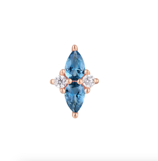 Ethereal - London Blue Topaz - 14k Rose Gold Theadless End - Buddha Jewelry Organics