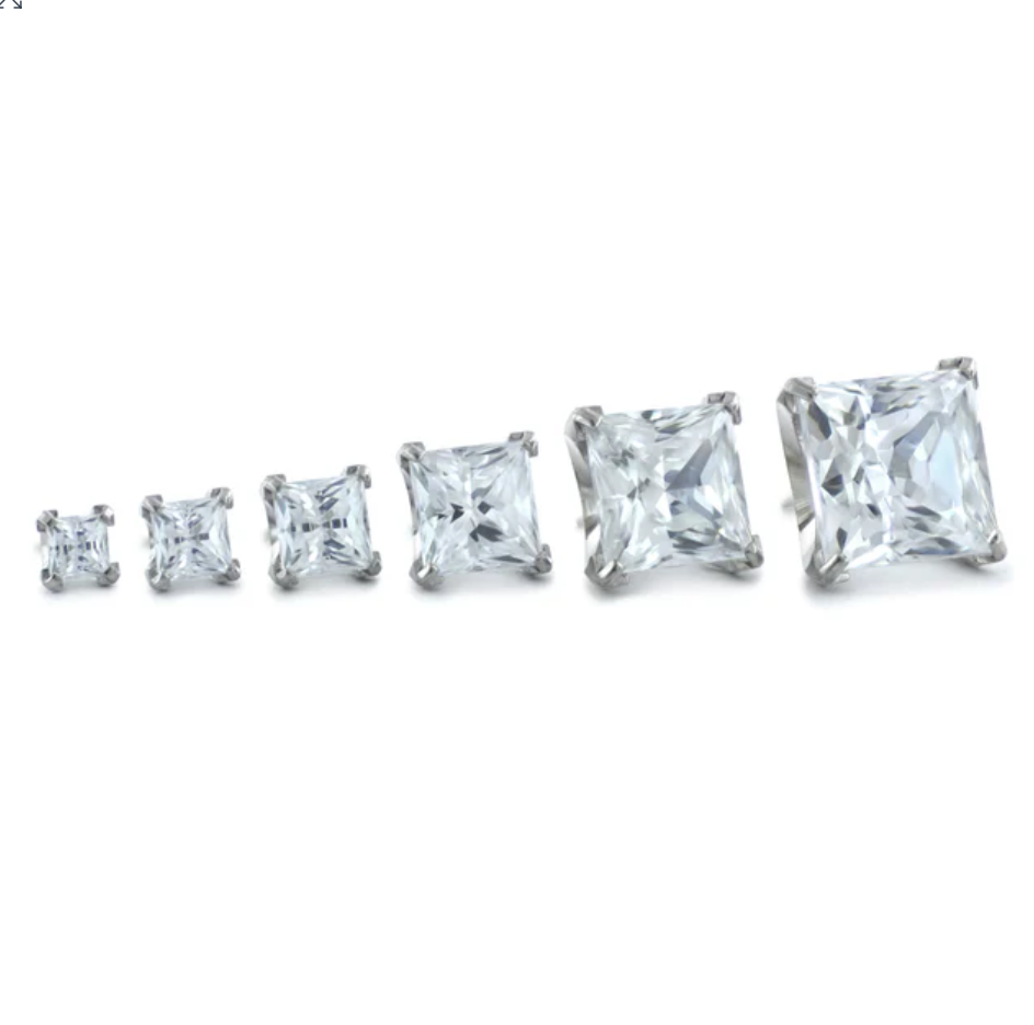 Princess Cut Prong Set Threadless End - Aurora Borealis - 3mm - Neometal