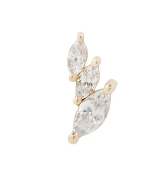 Multiplicity - CZ - 14k Yellow Gold - Threadless End - Buddha Jewelry Organics - Right Orientation