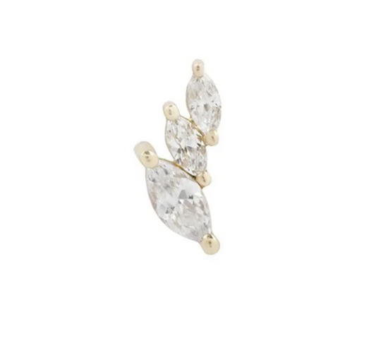 Multiplicity - CZ - 14k Yellow Gold - Threadless End - Buddha Jewelry Organics - Left Orientation