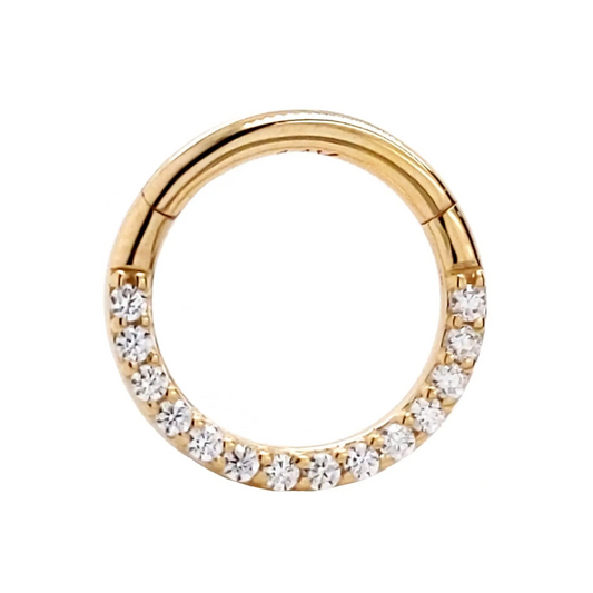 14k Front Facing Pave Clicker - 16g 5/8''