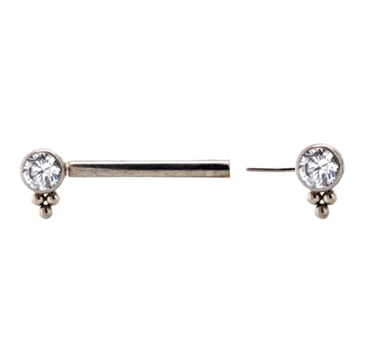 Threadless Barbell - Side set 3 Bead Cluster End 14g - 9/16''