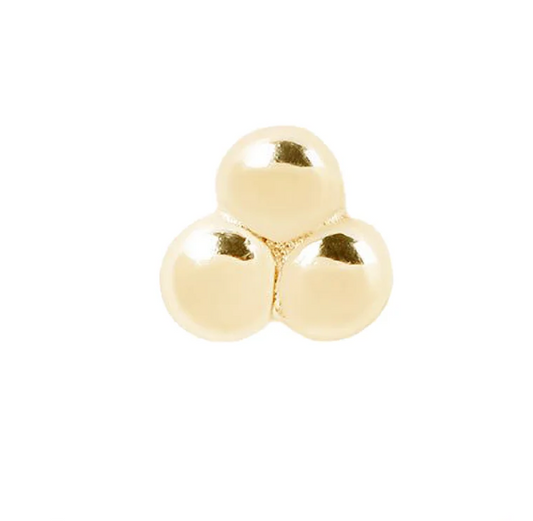 3 Bead Cluster - 14k Gold Threadless End - Buddha Jewelry Organics