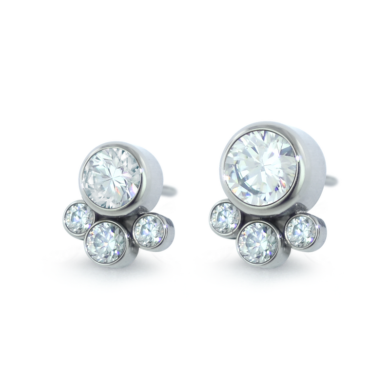 Titanium Bezel Set Faceted Cluster - Tangent - 3mm / Arctic Blue